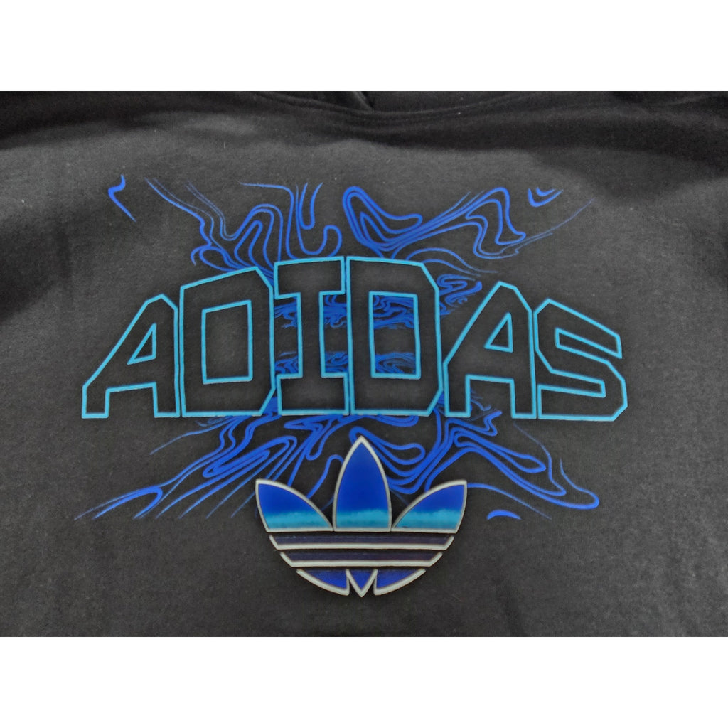 Adidas Originals Trefoil Graphic Pullover Hoodie – Black/Blue – Size XXL