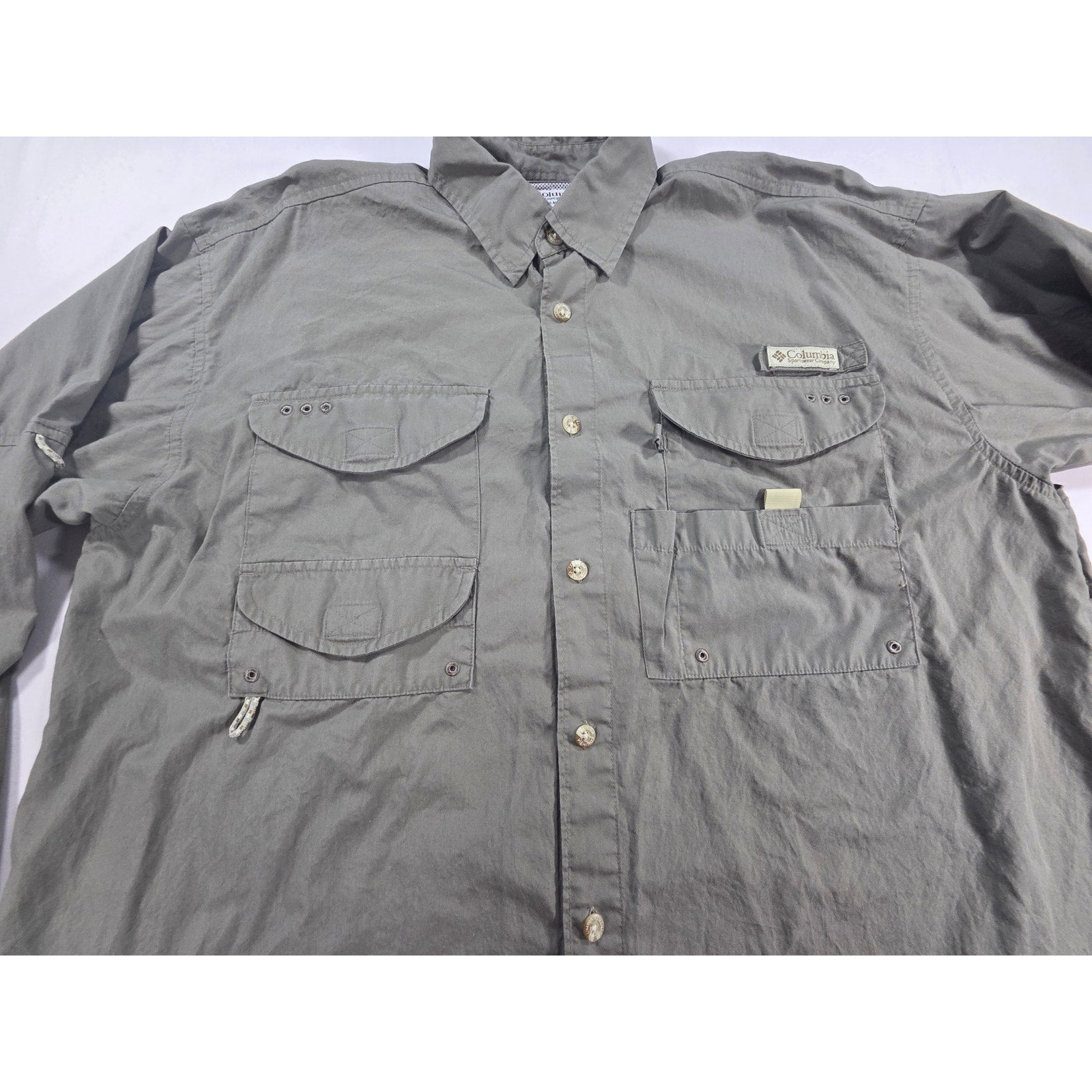 Columbia PFG Vented Fishing Shirt Green Booz Allen Hamilton – M