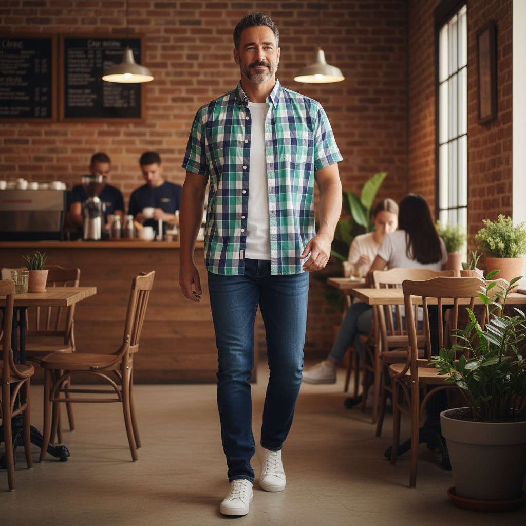 Chaps Easy Care Plaid Button Up Shirt Short Sleeve Mens 3XLT