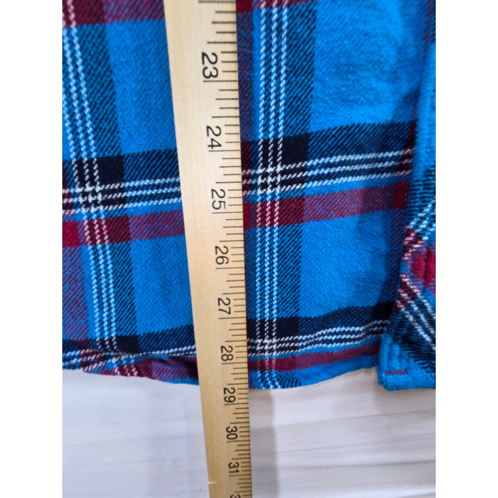 Aeropostale Plaid Flannel Button Down Shirt Blue Red – L