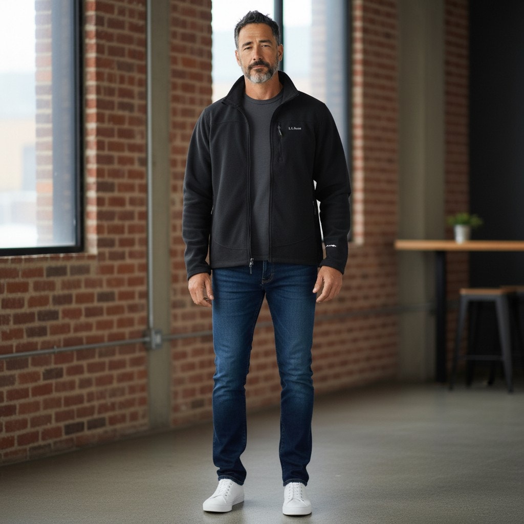 L.L. Bean Full Zip Fleece Jacket Black – M