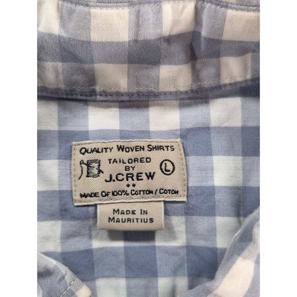 J Crew Long Sleeve Button Down Shirt Grey White Check – L
