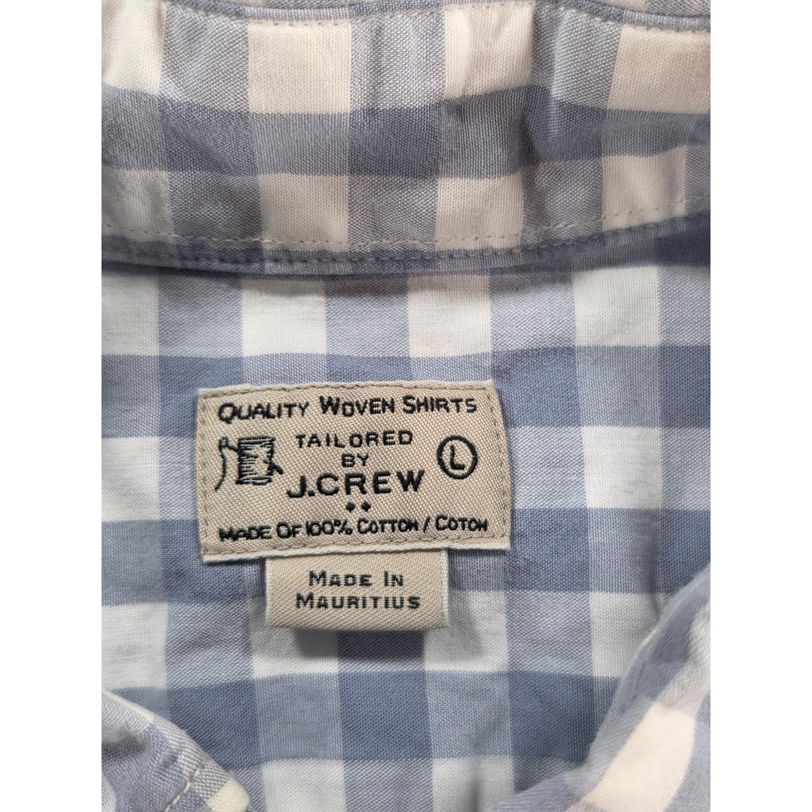 J Crew Long Sleeve Button Down Shirt Grey White Check – L