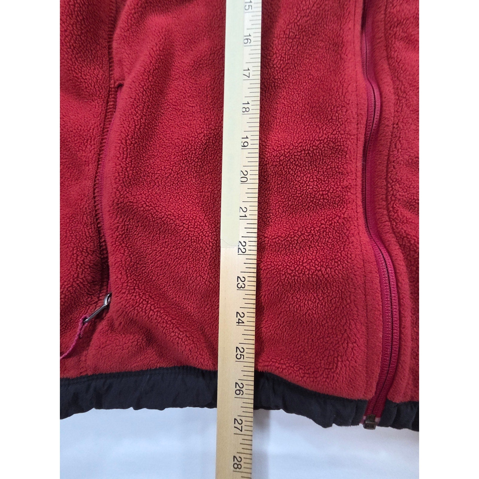 Eddie Bauer Full Zip Fleece Jacket Burgundy Black – M