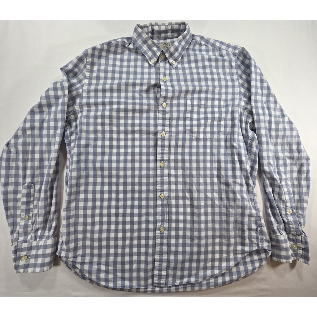 J Crew Long Sleeve Button Down Shirt Grey White Check – L