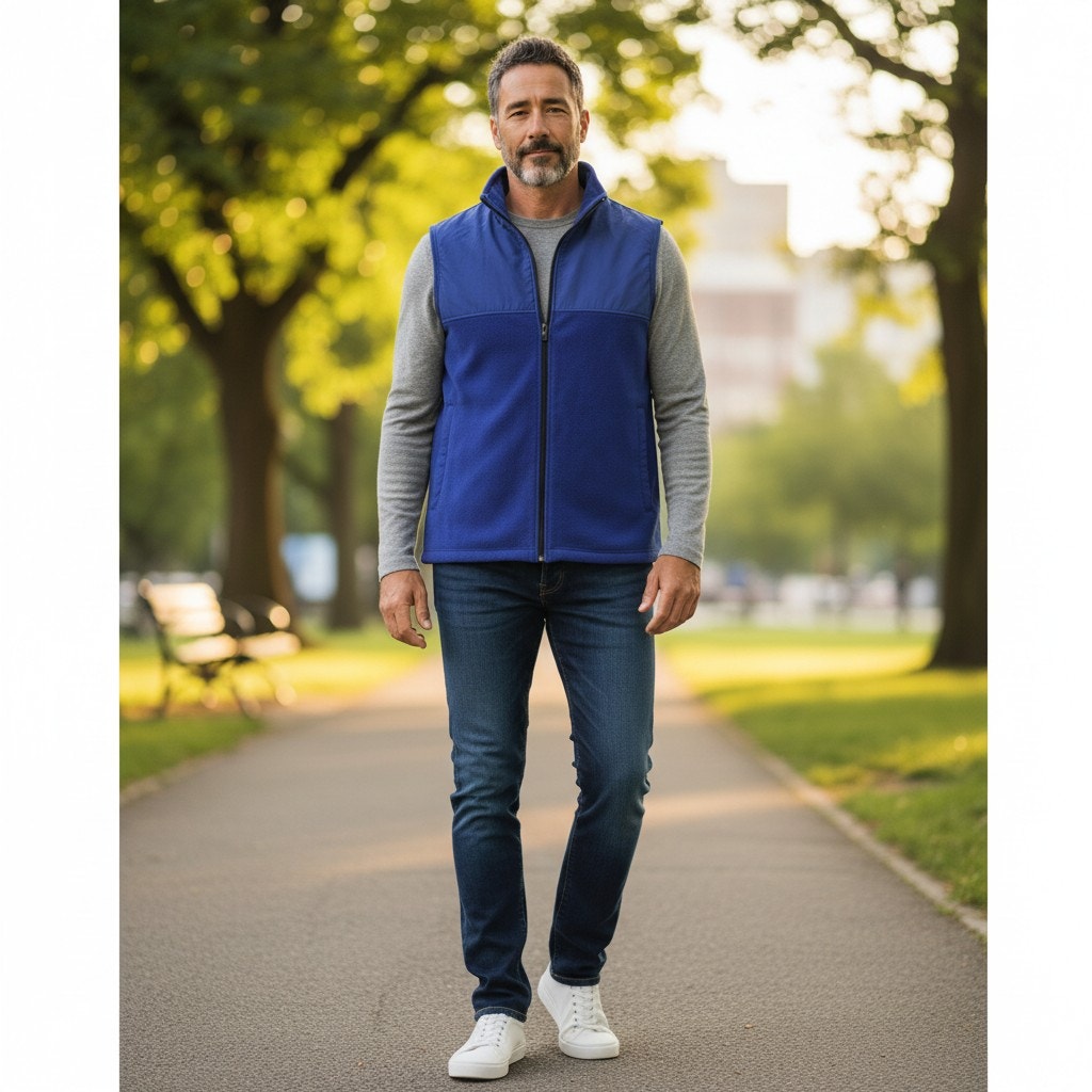 PGA Tour Full Zip Golf Vest Blue – L