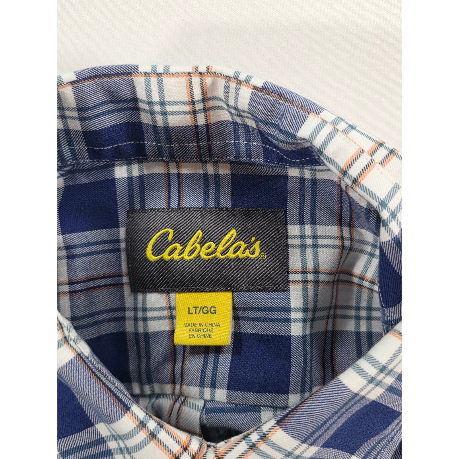 Cabelas Short Sleeve Button Down Shirt Blue Plaid – LT