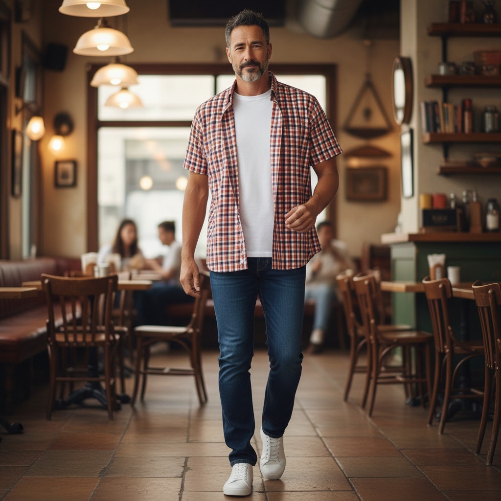 Chaps Easy Care Plaid Button Up Shirt Short Sleeve Mens 3XLT