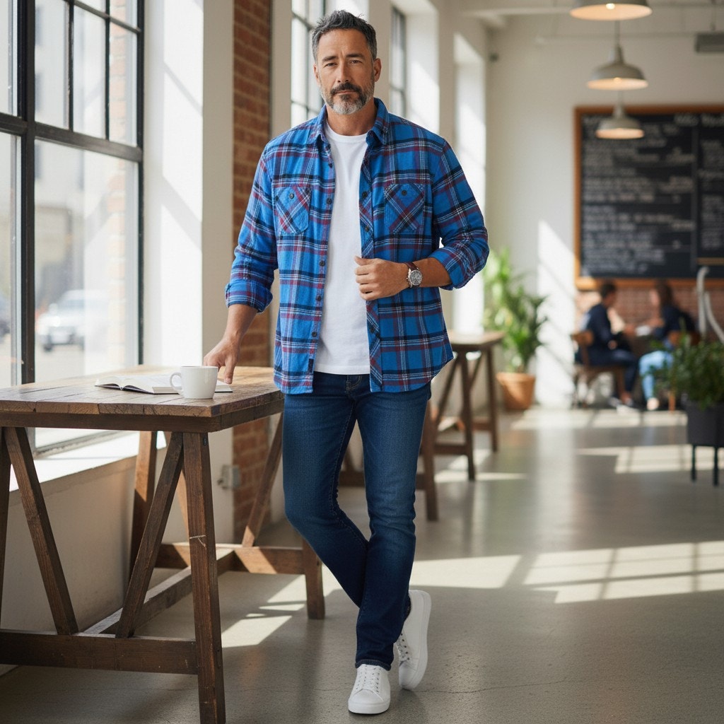 Aeropostale Plaid Flannel Button Down Shirt Blue Red – L