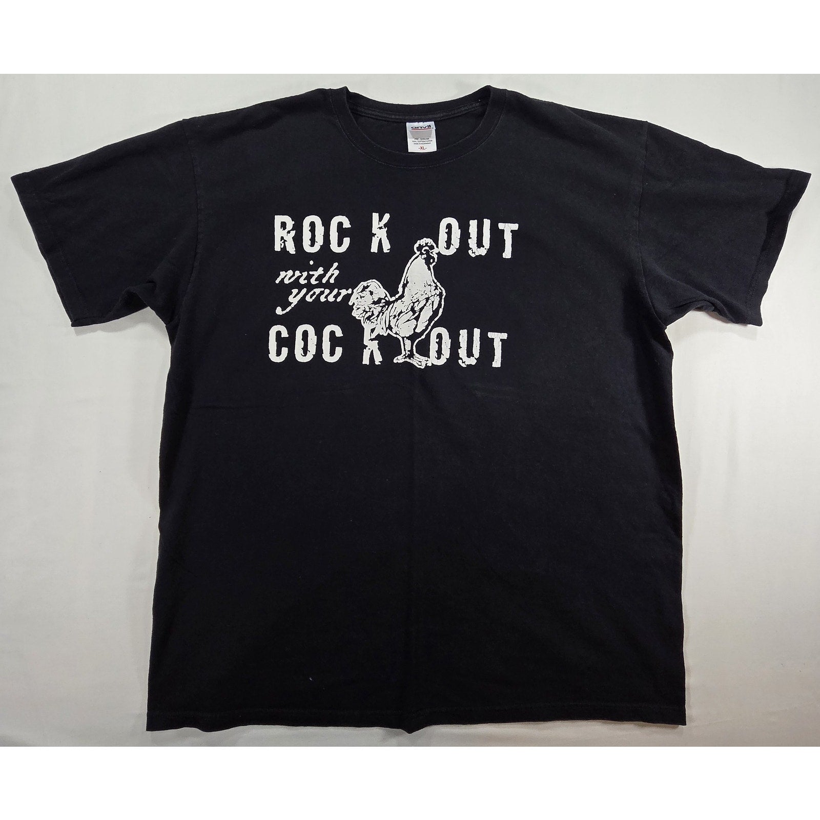 Anvil Rock Out With Your Out Graphic T Shirt Black – XL