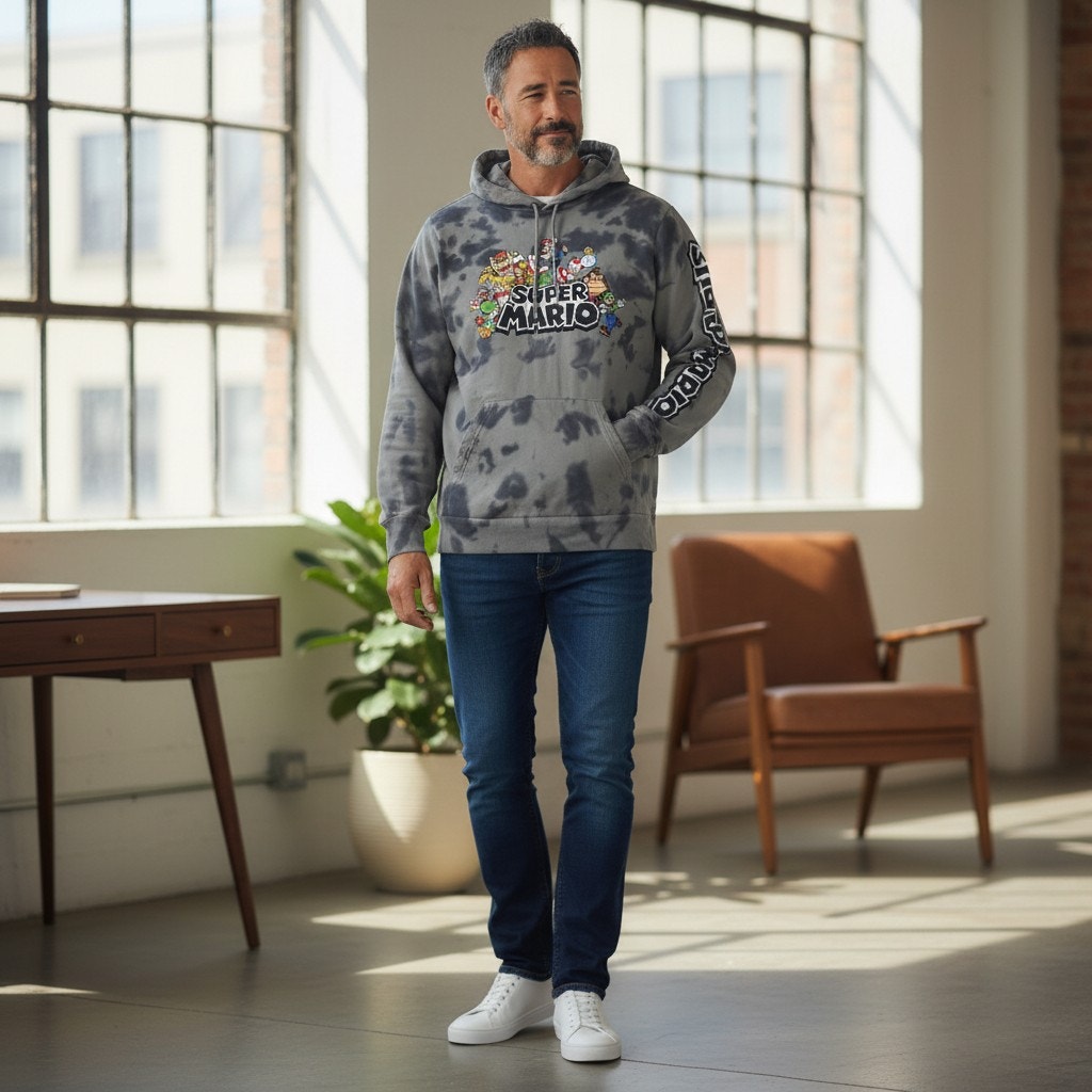 Super Mario Graphic Hoodie Grey – M