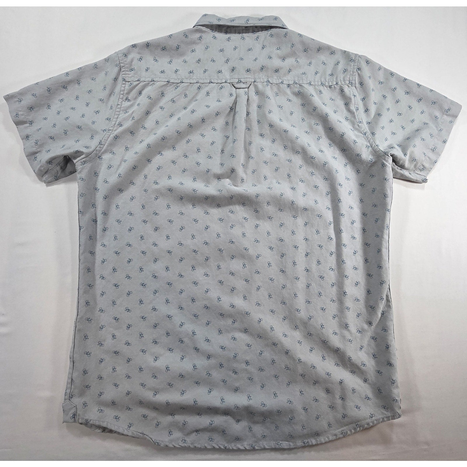Free Planet Short Sleeve Button Down Shirt Bicycle Print – L