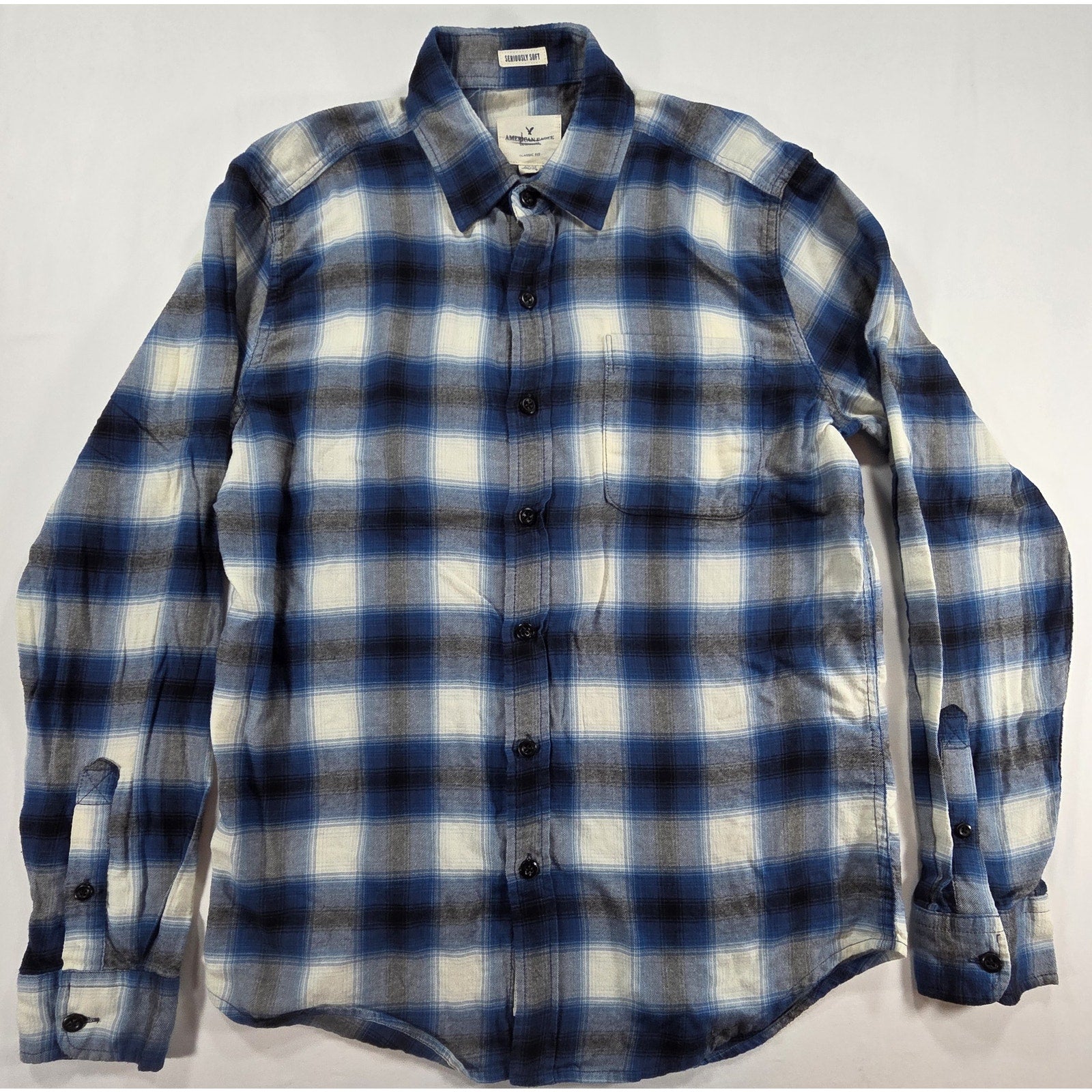 American Eagle Seriously Soft Plaid Button Down Shirt – Size S