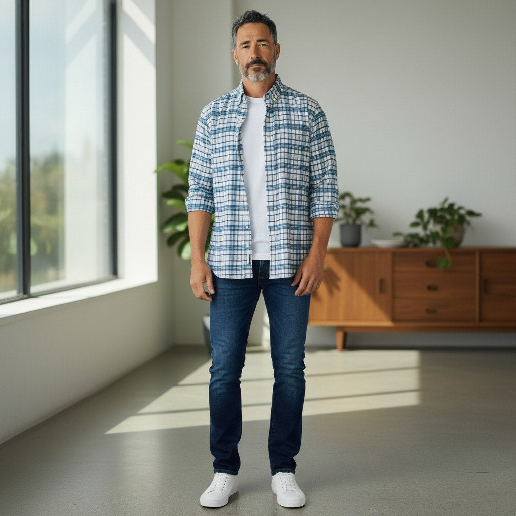 IZOD Saltwater Stretch Plaid Button Down Shirt – Size M