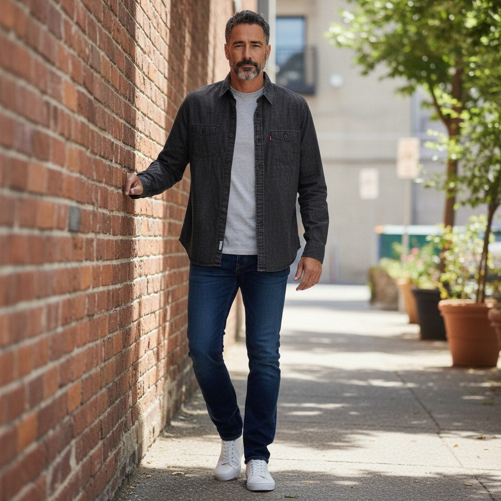 Levis Long Sleeve Button Down Shirt Black – M