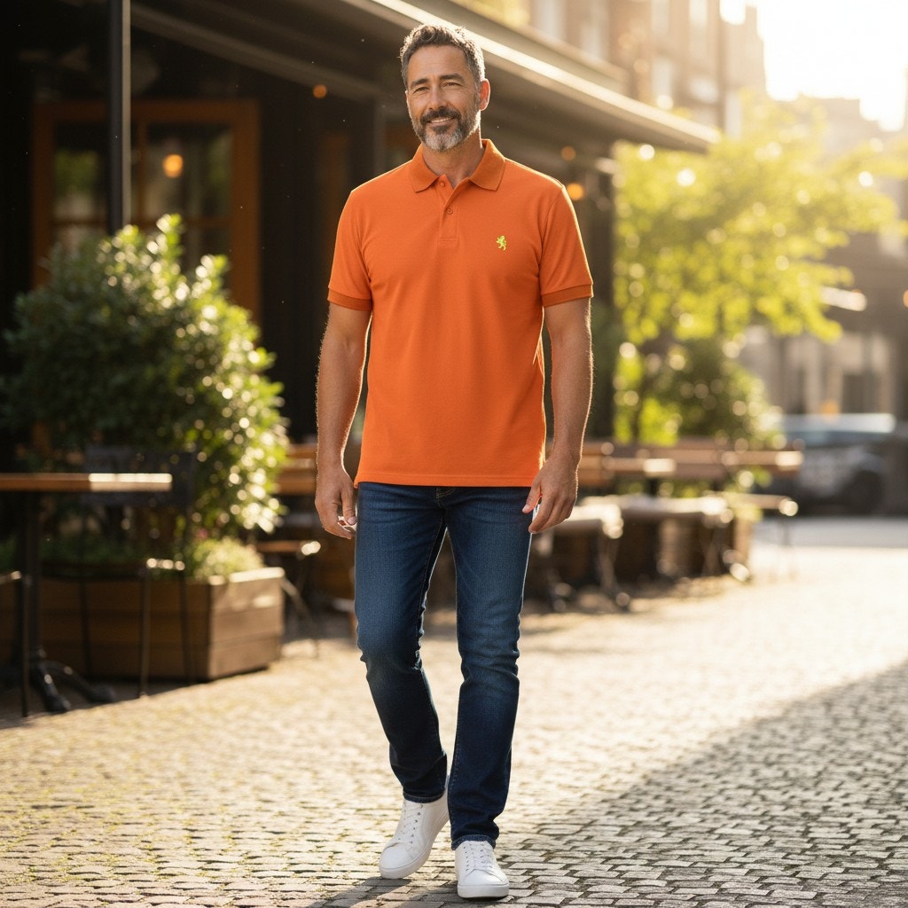 Alfred Morris Comfort Polo Shirt Neon Orange – XL