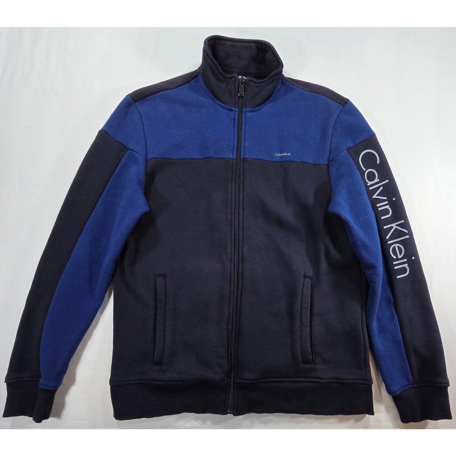Calvin Klein Full Zip Fleece Jacket Blue Black – M