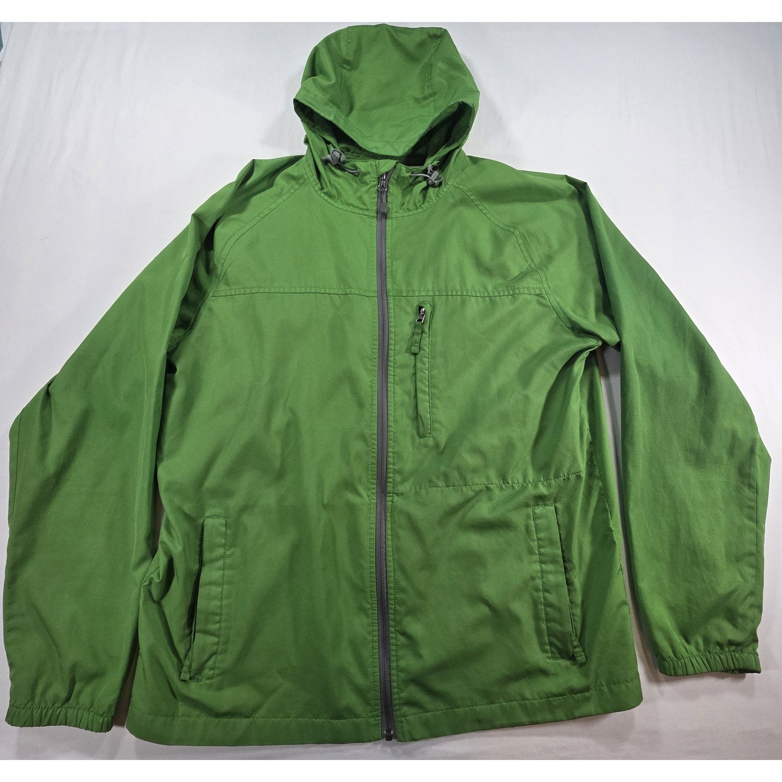 Lands End Hooded Vented Zip Jacket Green – M