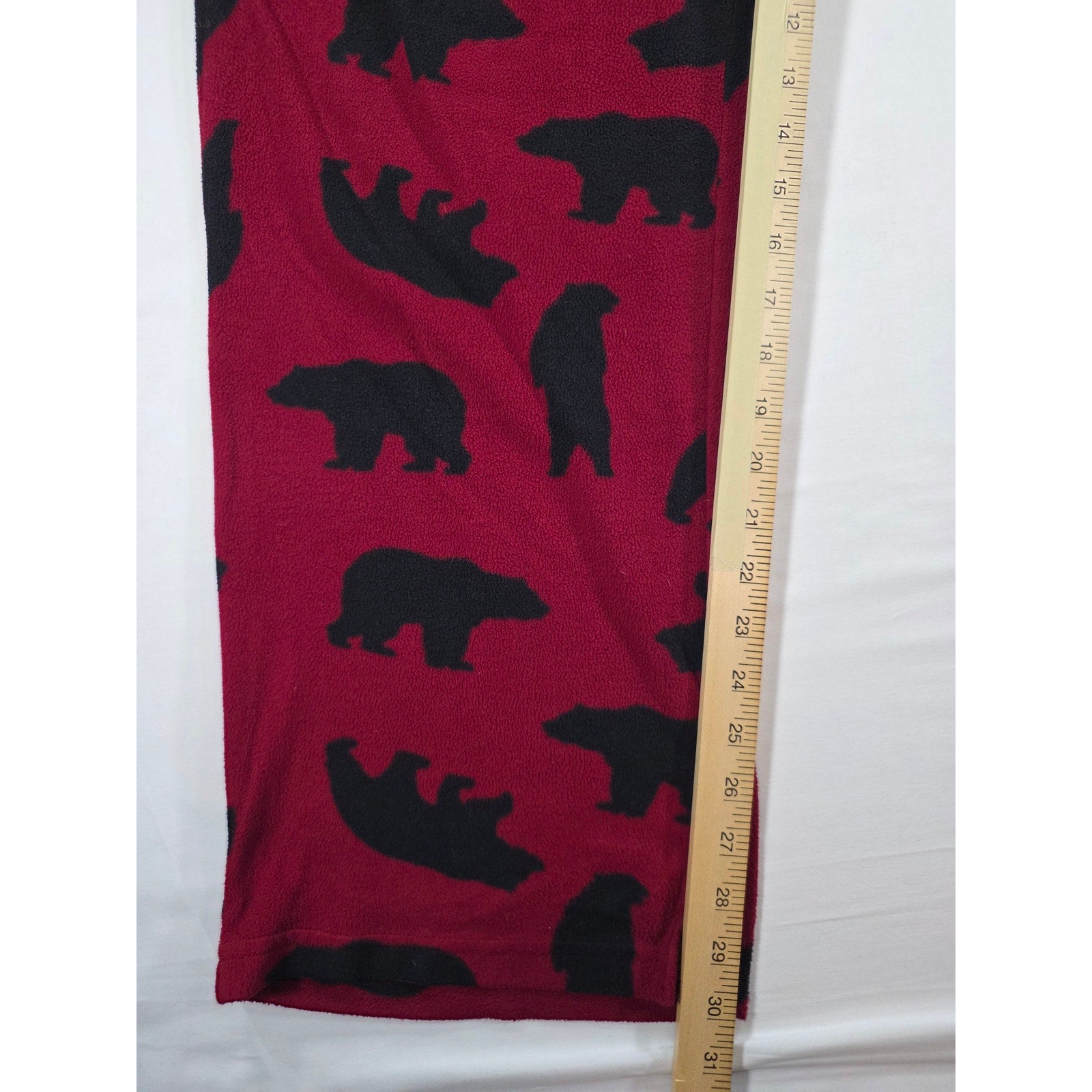 Croft & Barrow Bear Print Pajama Pants Red Fleece Size Large
