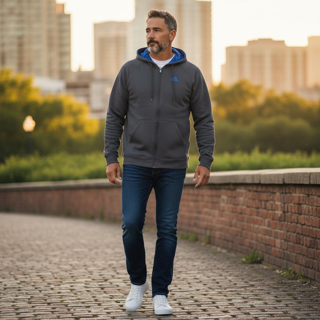 Adidas Zip Up Hoodie Slate Blue – XL