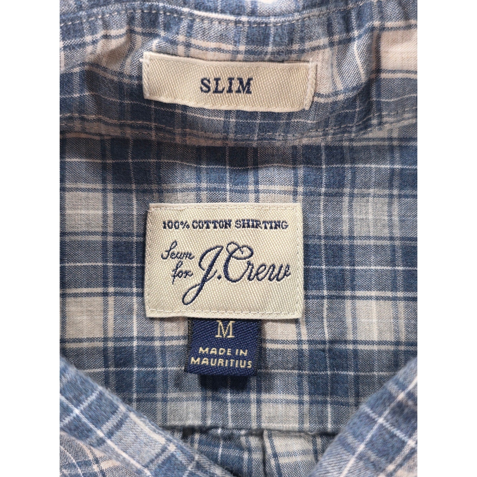 J Crew Slim Fit Plaid Button Down Shirt Blue Grey – M