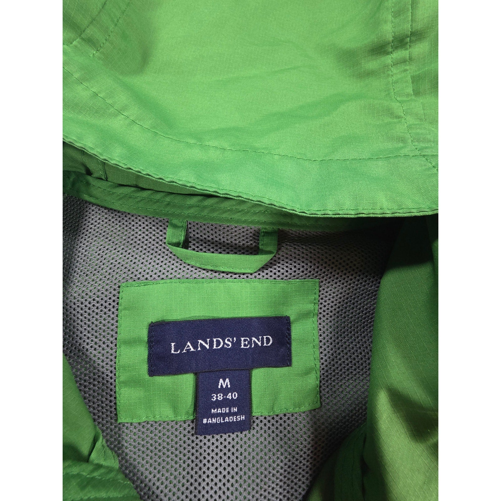 Lands End Hooded Vented Zip Jacket Green – M