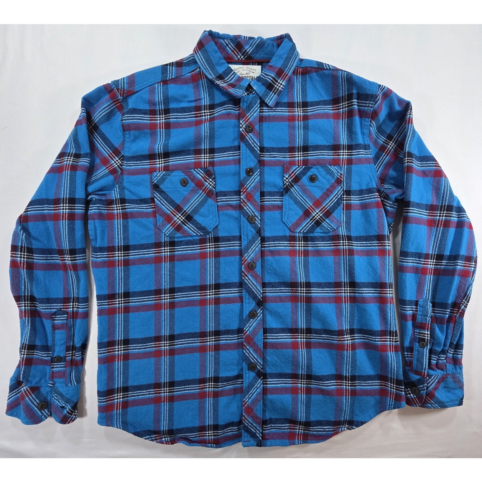 Aeropostale Plaid Flannel Button Down Shirt Blue Red – L